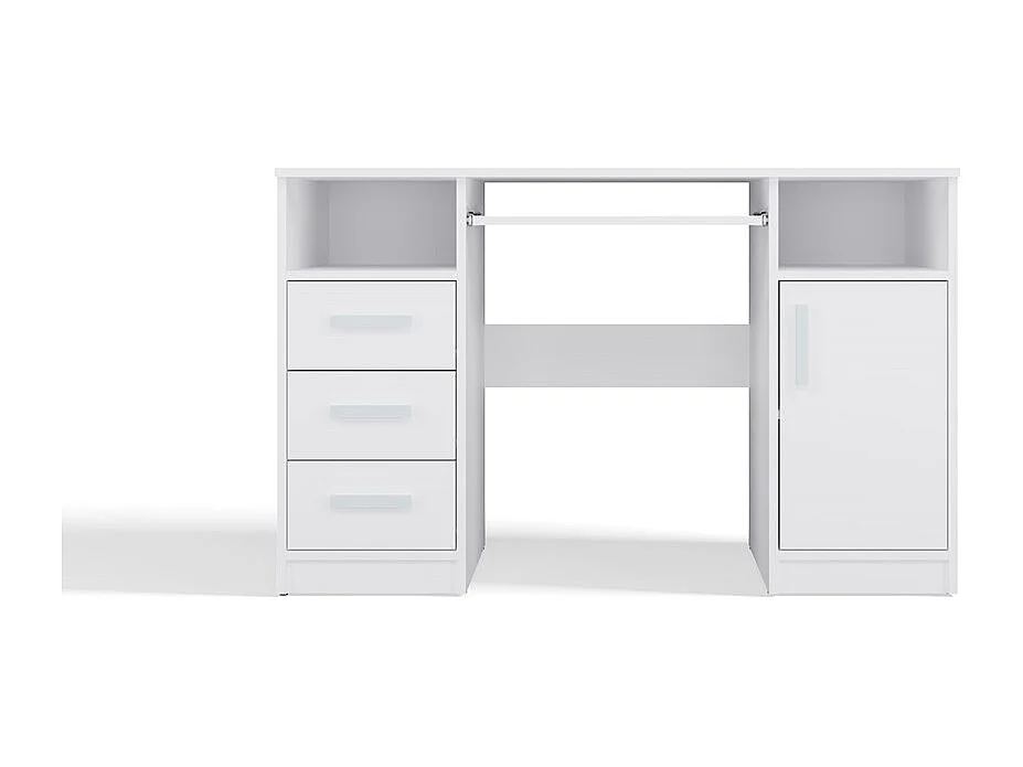 DELTA - Bureau 120cm 3 tiroirs avec armoire et étagères pour bureau / chambre - Blanc
