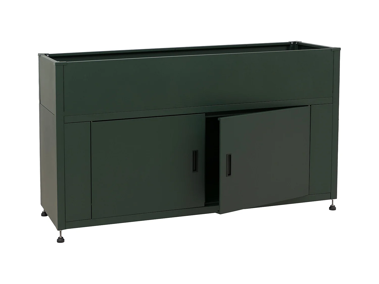 Aiuola letto rialzata MCW-O85, fioriera in metallo, vaso da fiori, con scomparto, metallo 47 kg 91x161x51 cm ~ verde