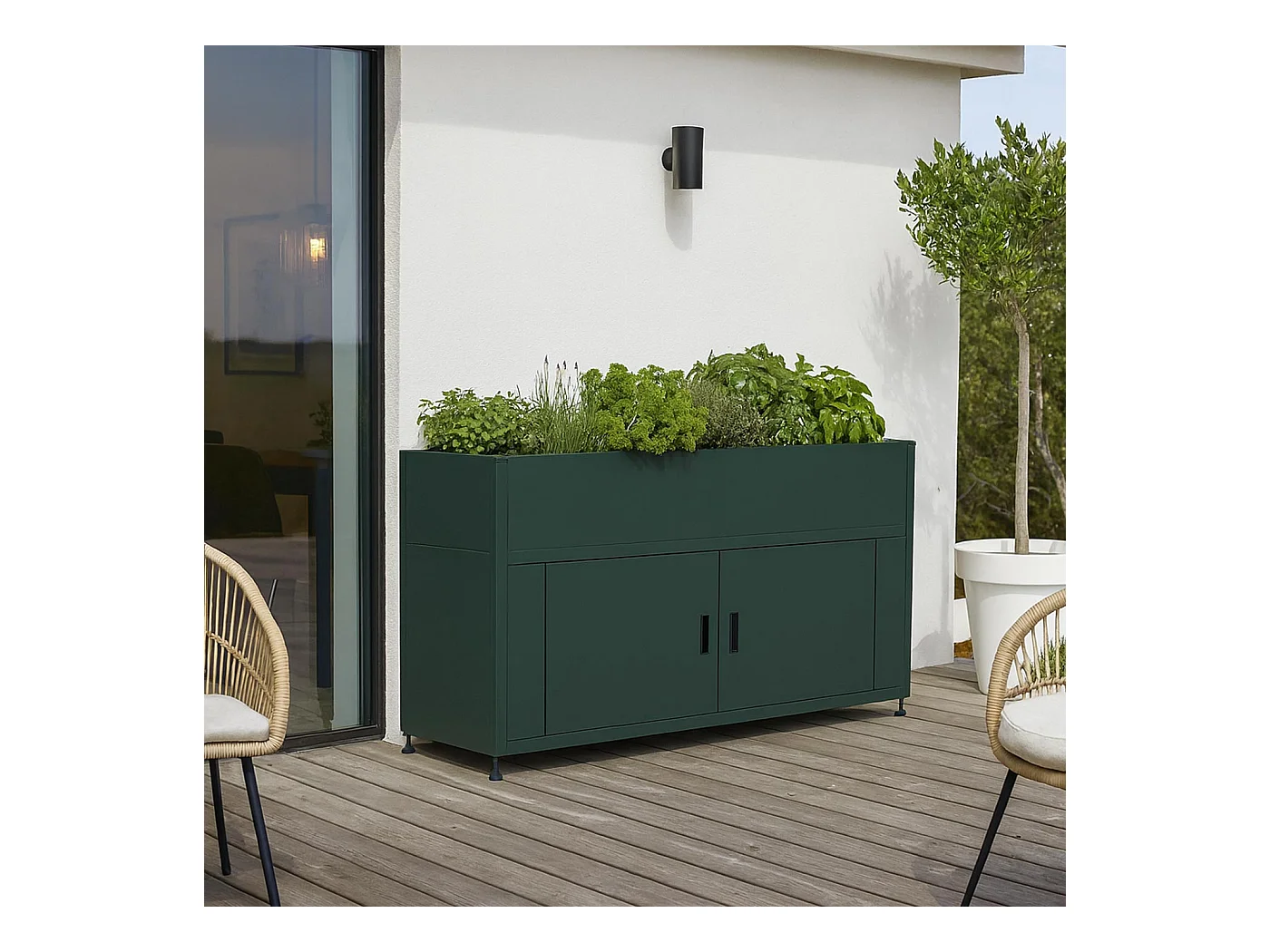 Aiuola letto rialzata MCW-O85, fioriera in metallo, vaso da fiori, con scomparto, metallo 47 kg 91x161x51 cm ~ verde