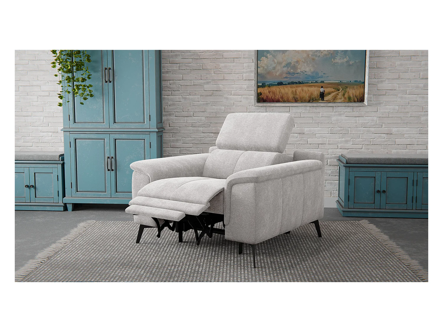 Sessel FIERO mit Relaxfunktion und verstellbare Kopfstützen, creme