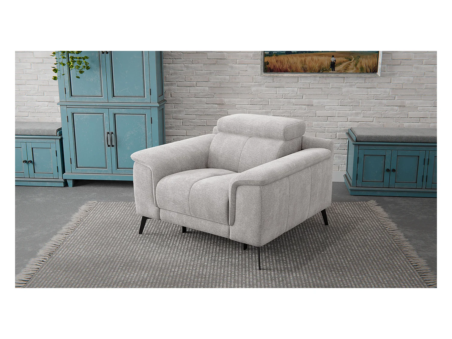 Sessel FIERO mit Relaxfunktion und verstellbare Kopfstützen, creme