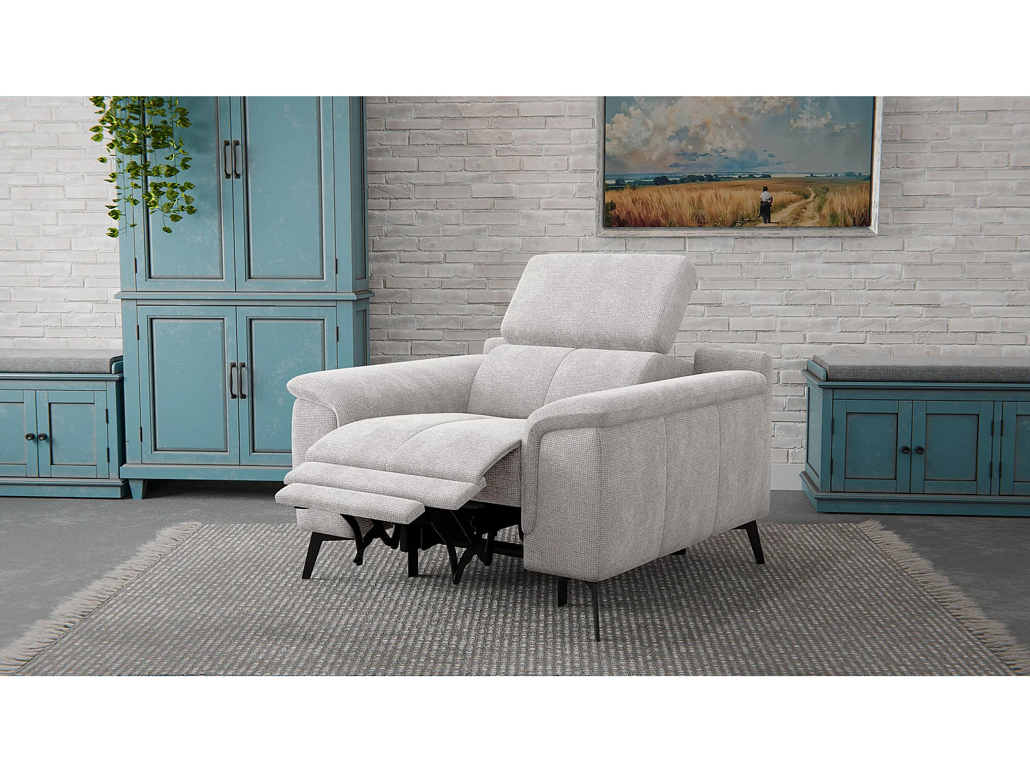 Sessel FIERO mit Relaxfunktion und verstellbare Kopfstützen, creme