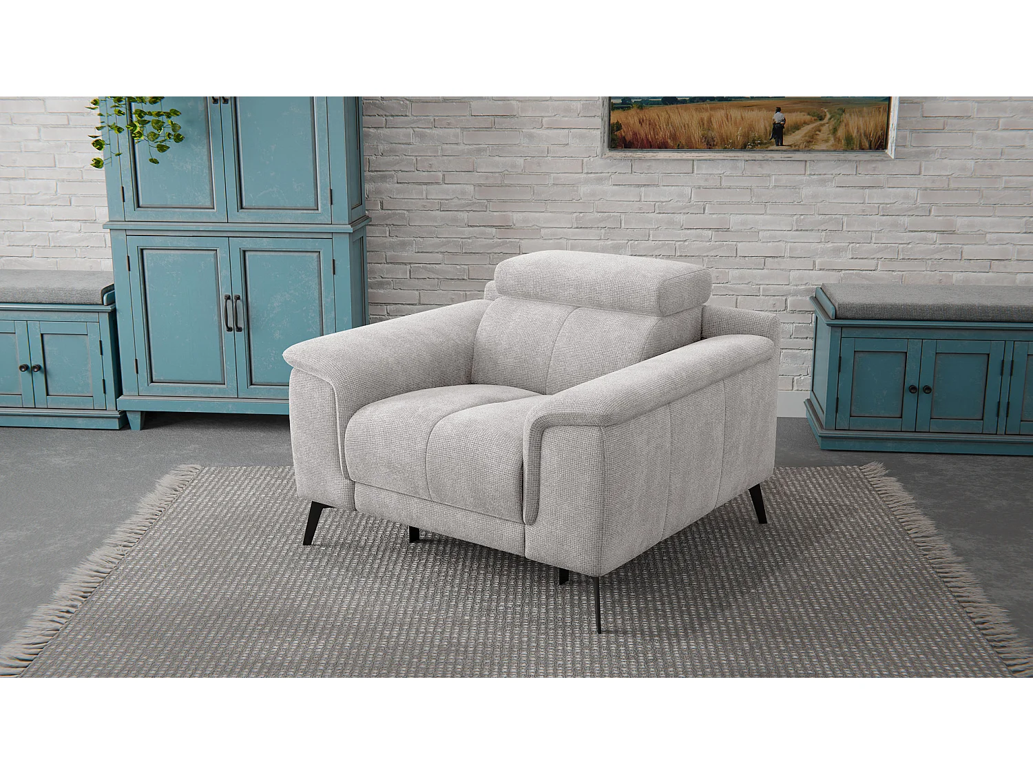 Sessel FIERO mit Relaxfunktion und verstellbare Kopfstützen, creme