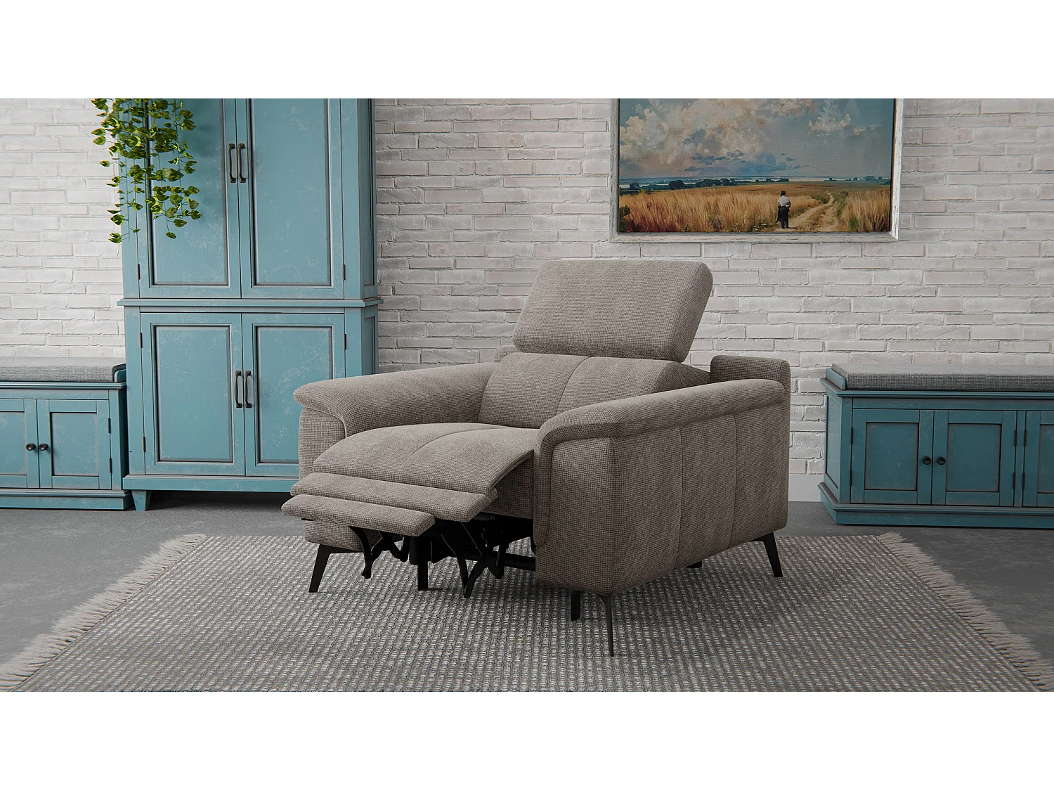 Sessel FIERO mit Relaxfunktion und verstellbare Kopfstützen, taupe