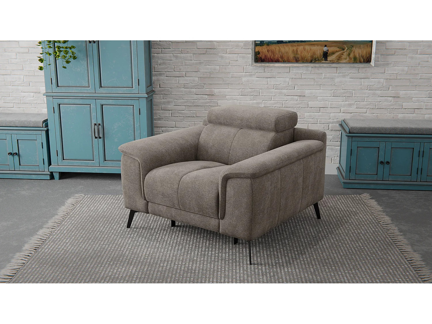 Sessel FIERO mit Relaxfunktion und verstellbare Kopfstützen, taupe