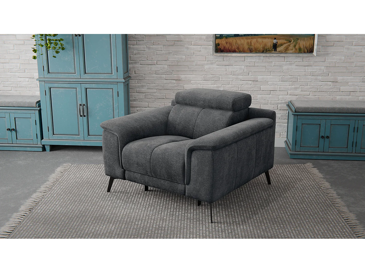 Sessel FIERO mit Relaxfunktion und verstellbare Kopfstützen, dunkelgrau