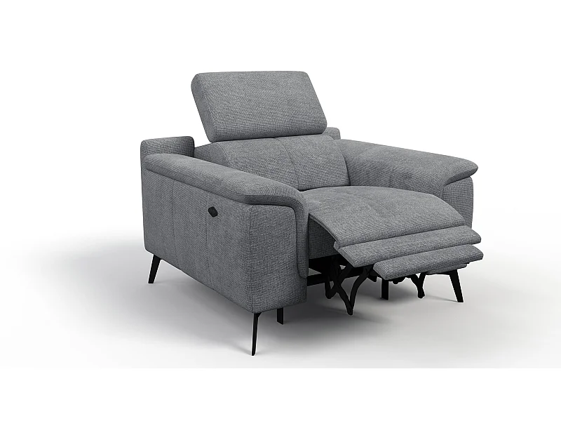 Sessel FIERO mit Relaxfunktion und verstellbare Kopfstützen, grau