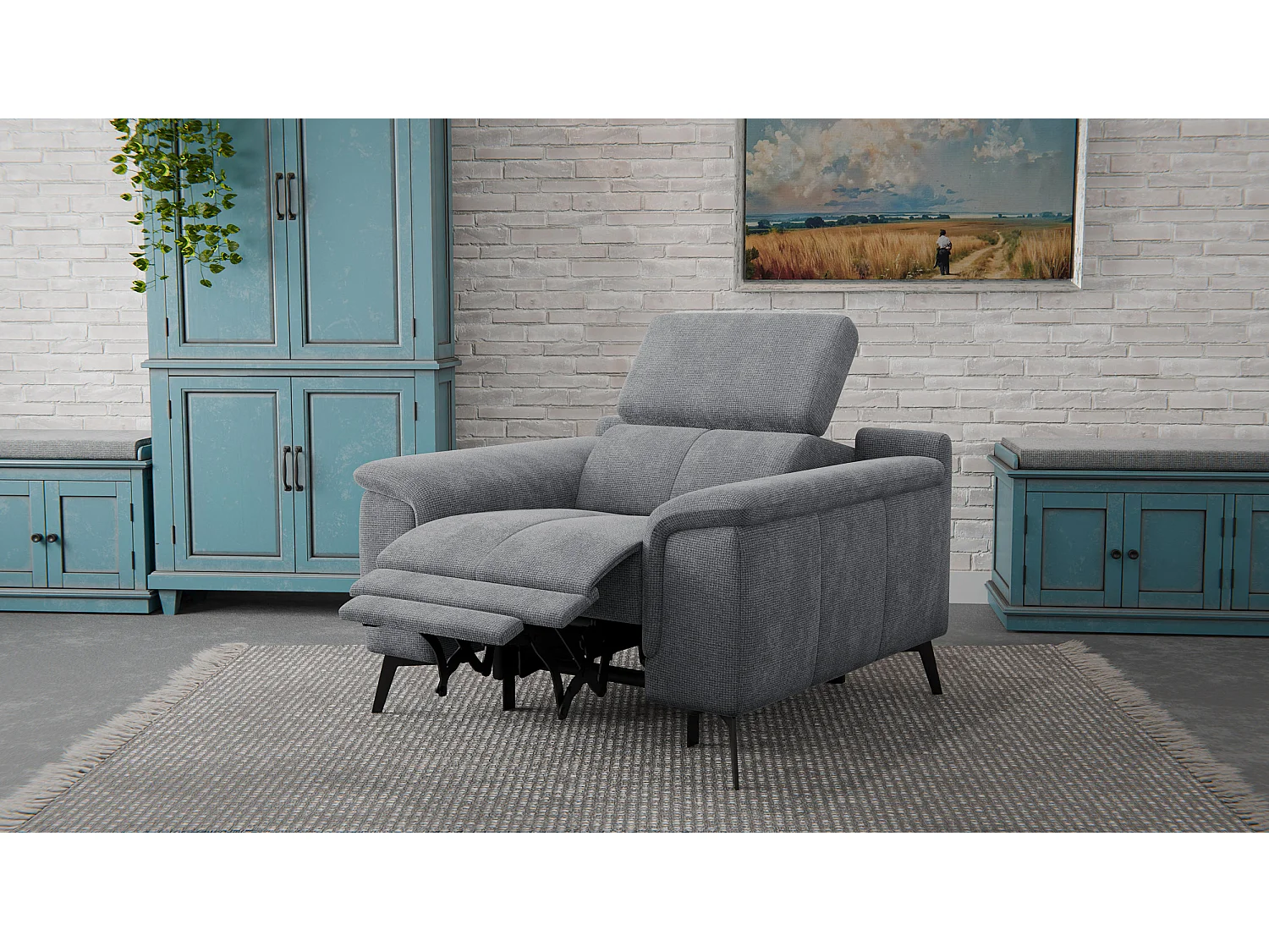 Sessel FIERO mit Relaxfunktion und verstellbare Kopfstützen, grau