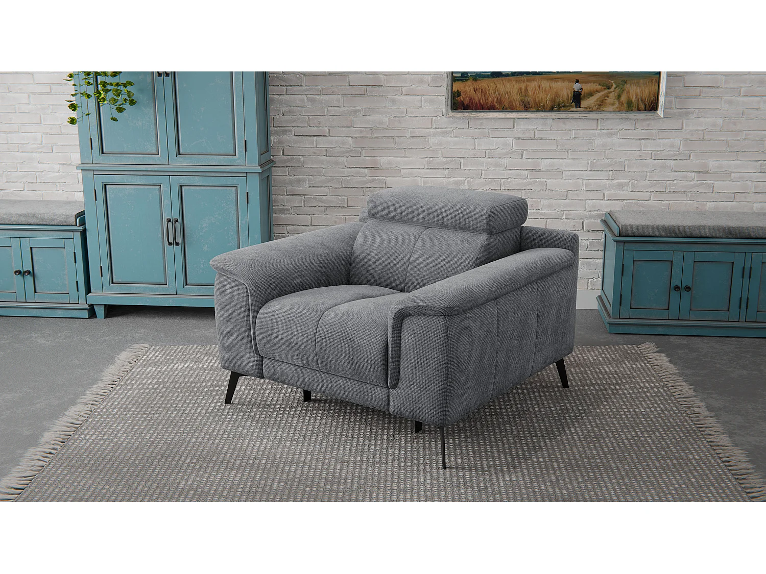 Sessel FIERO mit Relaxfunktion und verstellbare Kopfstützen, grau