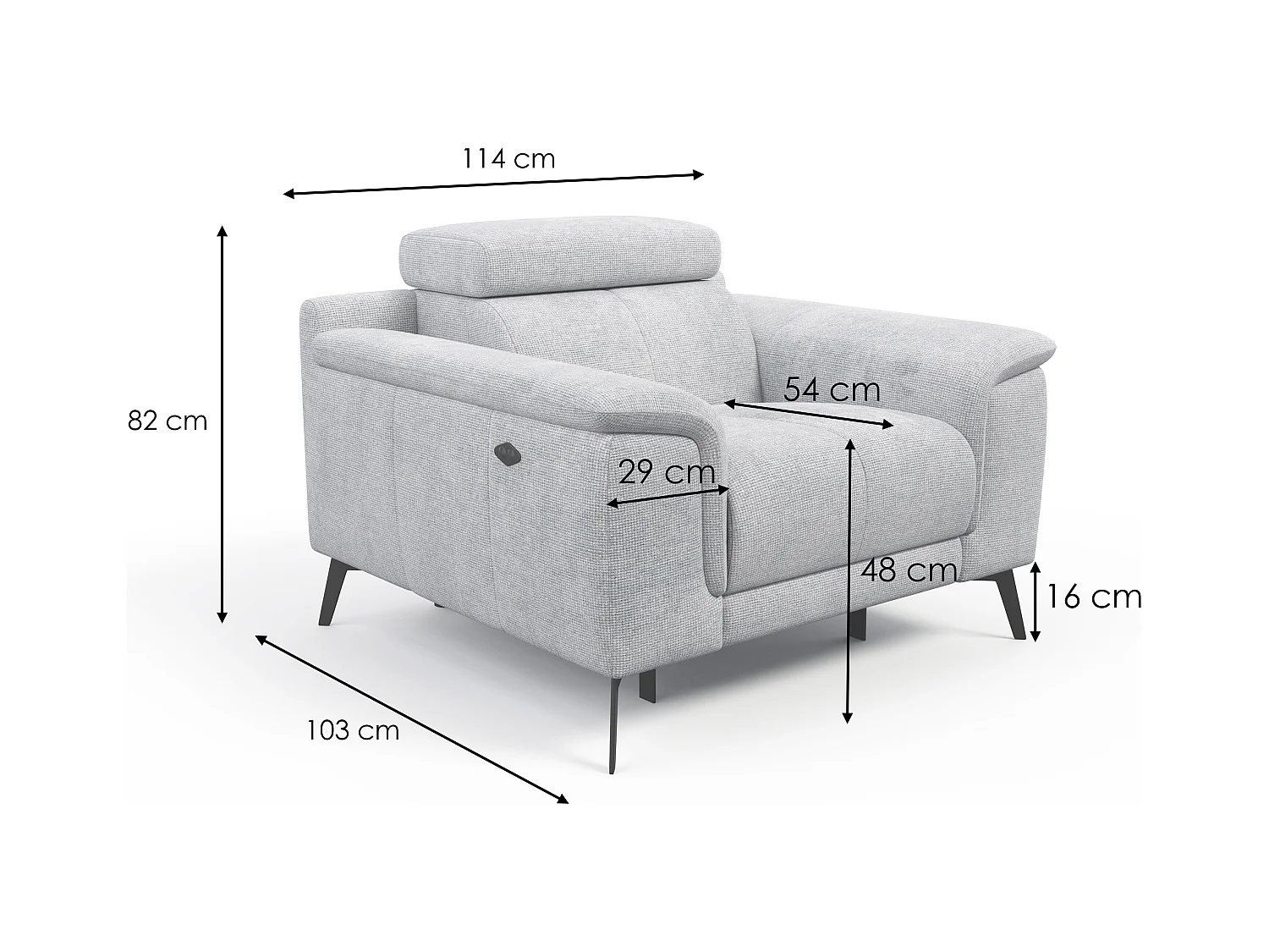 Sessel FIERO mit Relaxfunktion und verstellbare Kopfstützen, marineblau