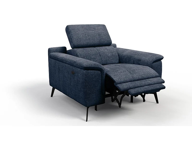 Sessel FIERO mit Relaxfunktion und verstellbare Kopfstützen, marineblau