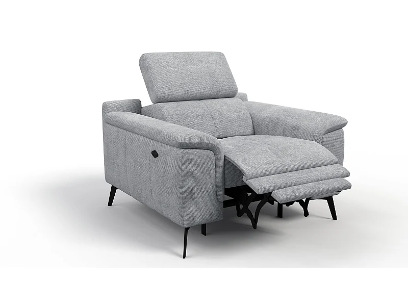 Sessel FIERO mit Relaxfunktion und verstellbare Kopfstützen, silbergrau