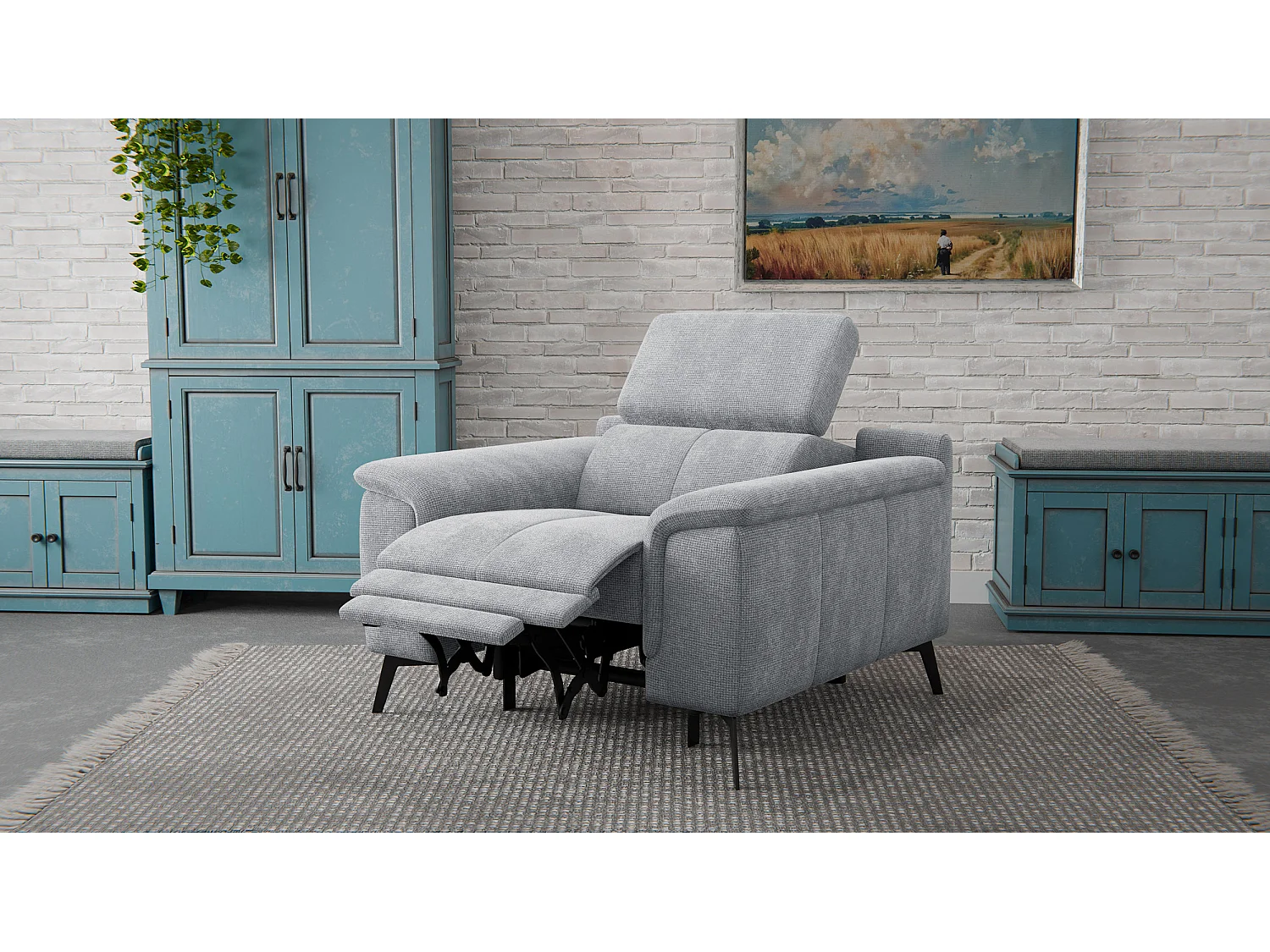 Sessel FIERO mit Relaxfunktion und verstellbare Kopfstützen, silbergrau