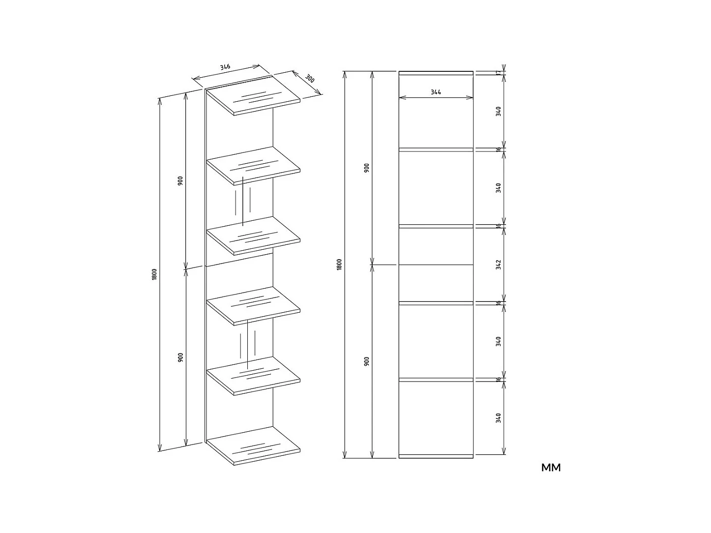 REGAŁ 6P | Biały | 35x30x180 | Nowoczesny Regał na Książki