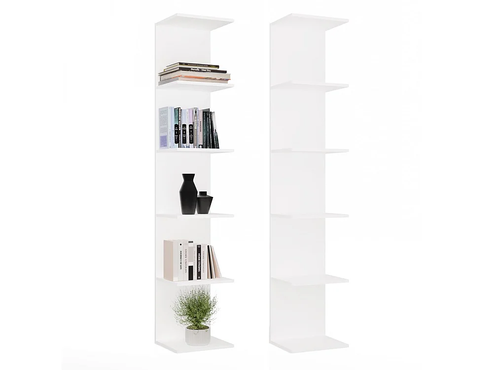 SIXP - Étagère 180cm 6 rayons pour livres et classeurs bureau / salon - Blanc