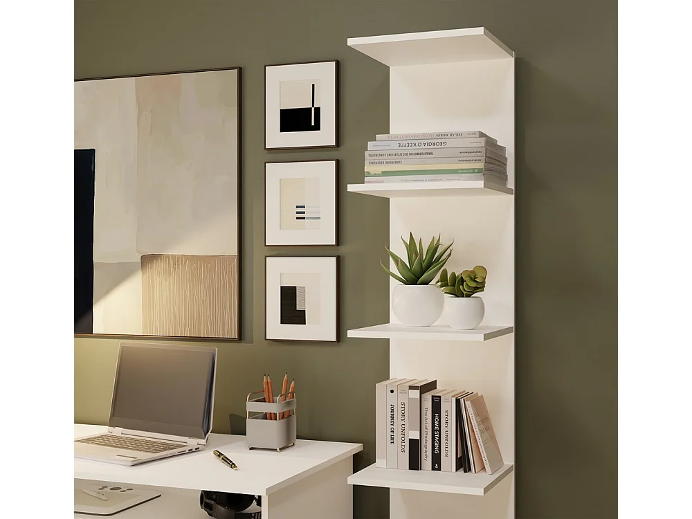 SIXP - Étagère 180cm 6 rayons pour livres et classeurs bureau / salon - Blanc