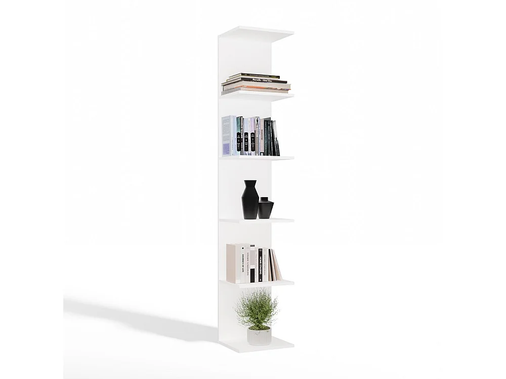 SIXP - Étagère 180cm 6 rayons pour livres et classeurs bureau / salon - Blanc