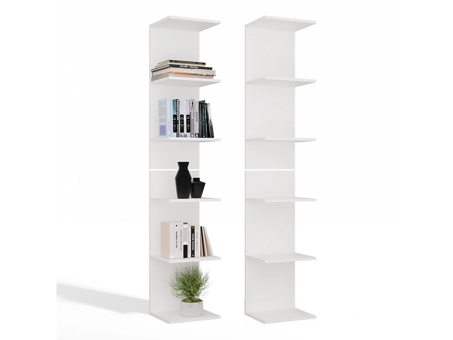 SIXP - Étagère 180cm 6 rayons pour livres et classeurs bureau / salon - Blanc