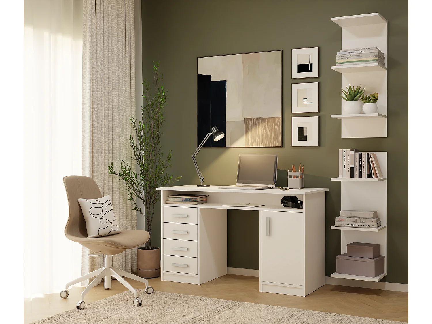 SIXP - Étagère 180cm 6 rayons pour livres et classeurs bureau / salon - Blanc