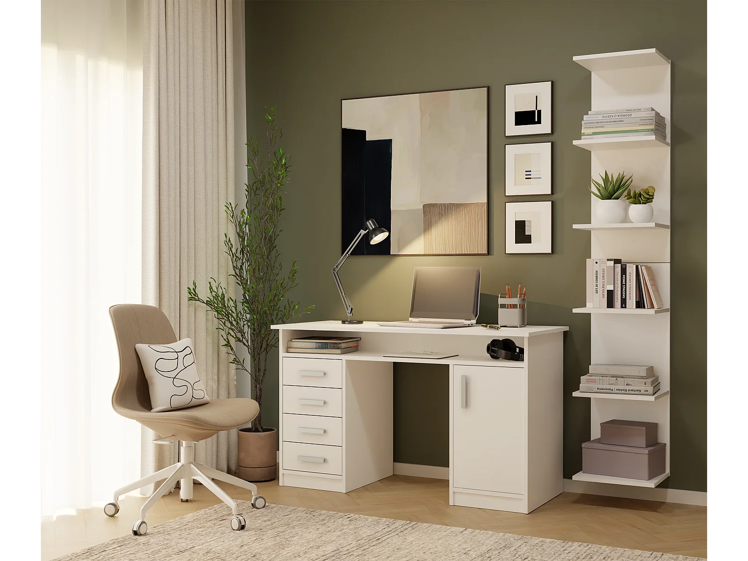 SIXP - Étagère 180cm 6 rayons pour livres et classeurs bureau / salon - Blanc