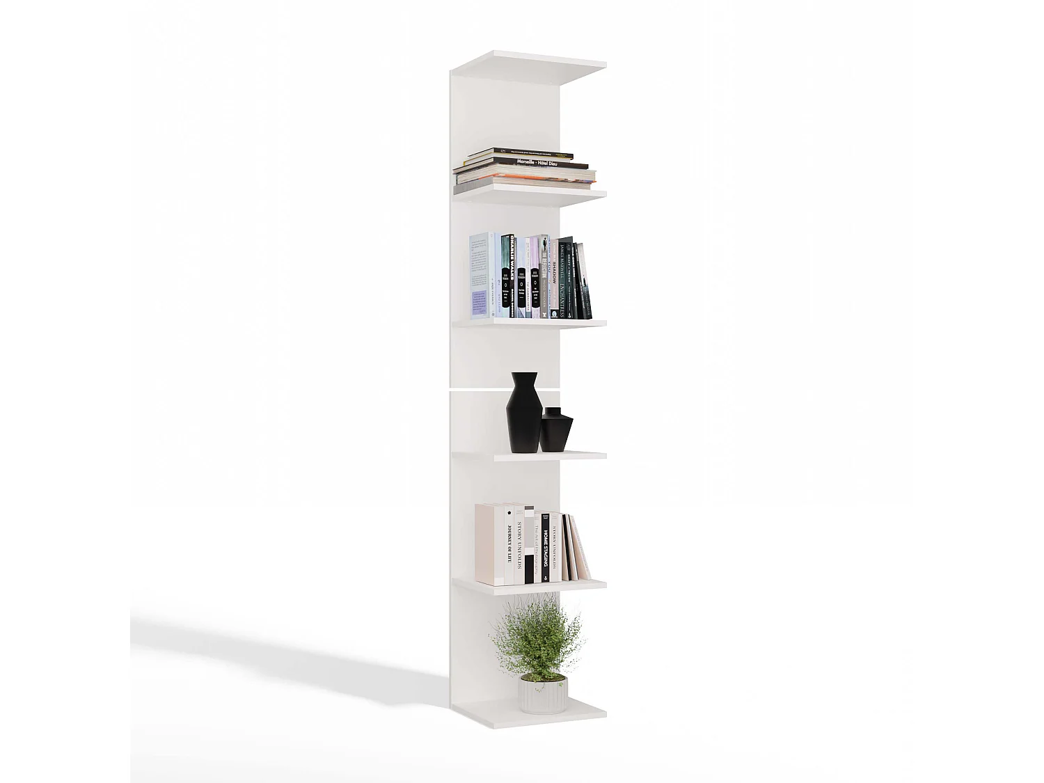 SIXP - Étagère 180cm 6 rayons pour livres et classeurs bureau / salon - Blanc