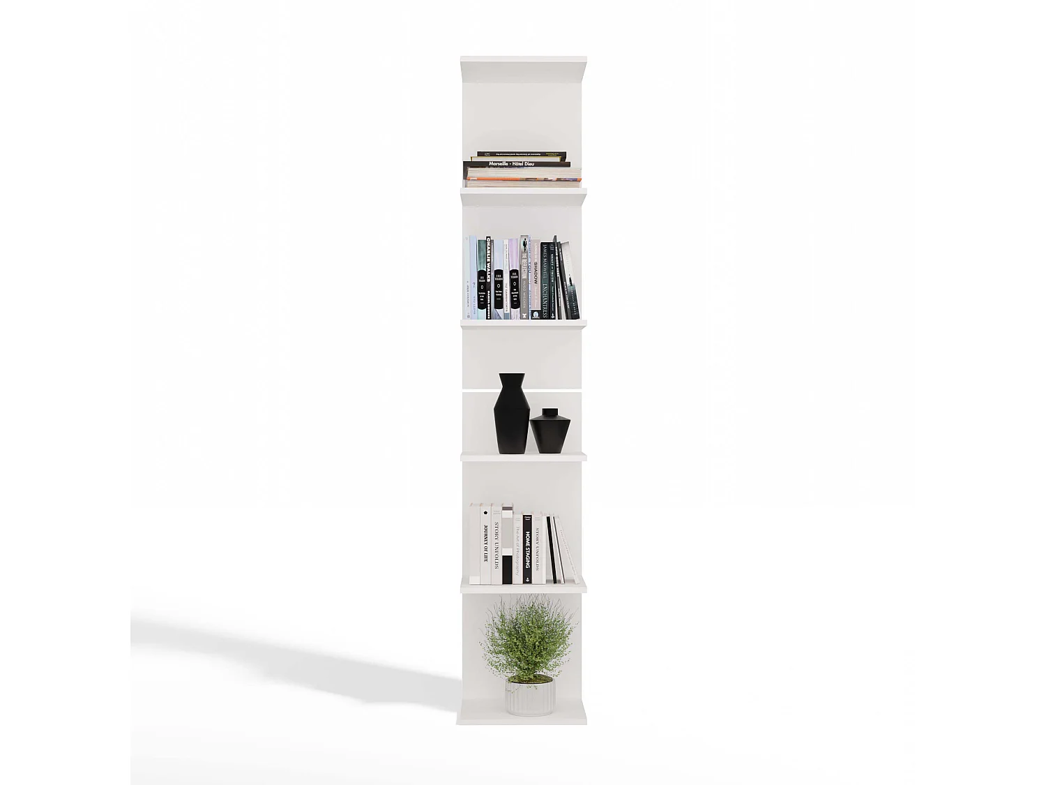 SIXP - Étagère 180cm 6 rayons pour livres et classeurs bureau / salon - Blanc