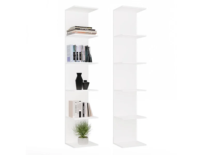 SIXP - Étagère 180cm 6 rayons pour livres et classeurs bureau / salon - Blanc