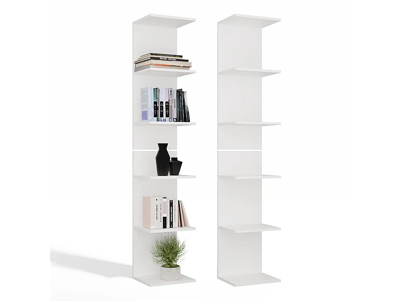 SIXP - Étagère 180cm 6 rayons pour livres et classeurs bureau / salon - Blanc