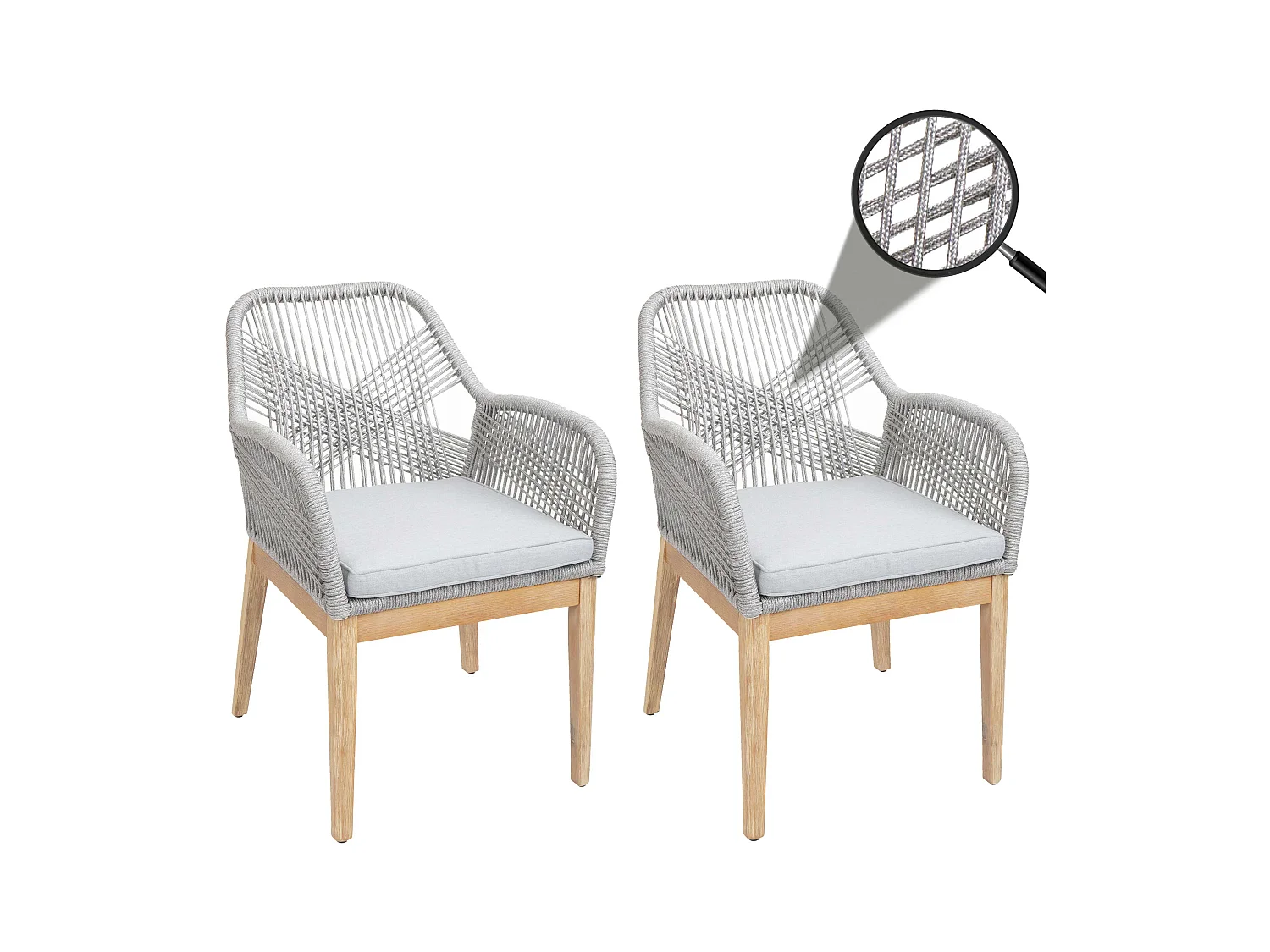 Krzesło ogrodowe MCW-H56b (zestaw 2 sztuk),  jasnoszary Poduszki jasnoszary