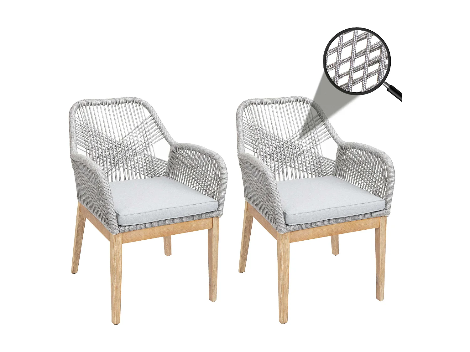 Chaise de jardin MCW-H56b (lot de 2),  gris clair coussin gris clair