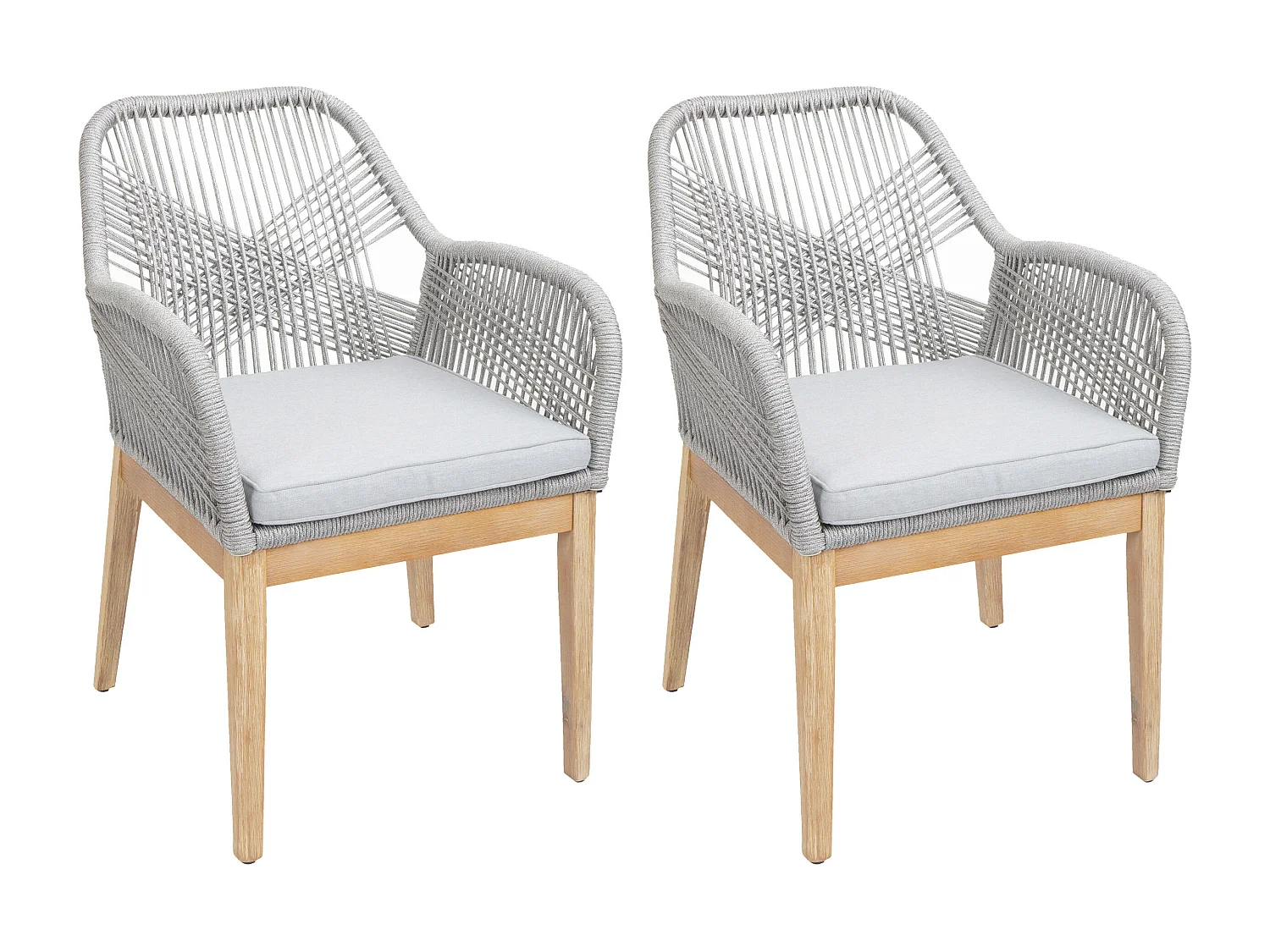 Chaise de jardin MCW-H56b (lot de 2),  gris clair coussin gris clair