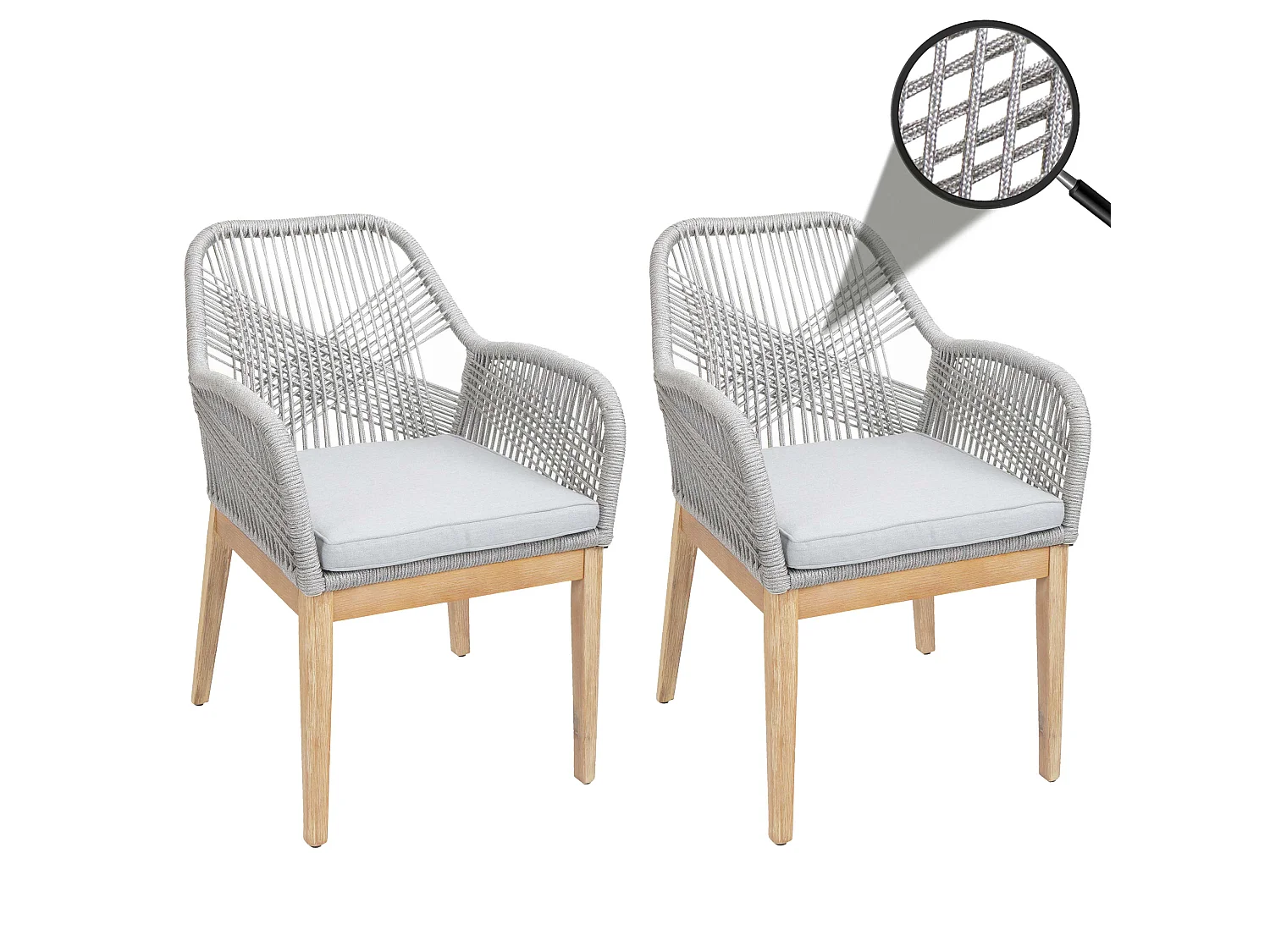 Krzesło ogrodowe MCW-H56b (zestaw 2 sztuk),  jasnoszary Poduszki jasnoszary