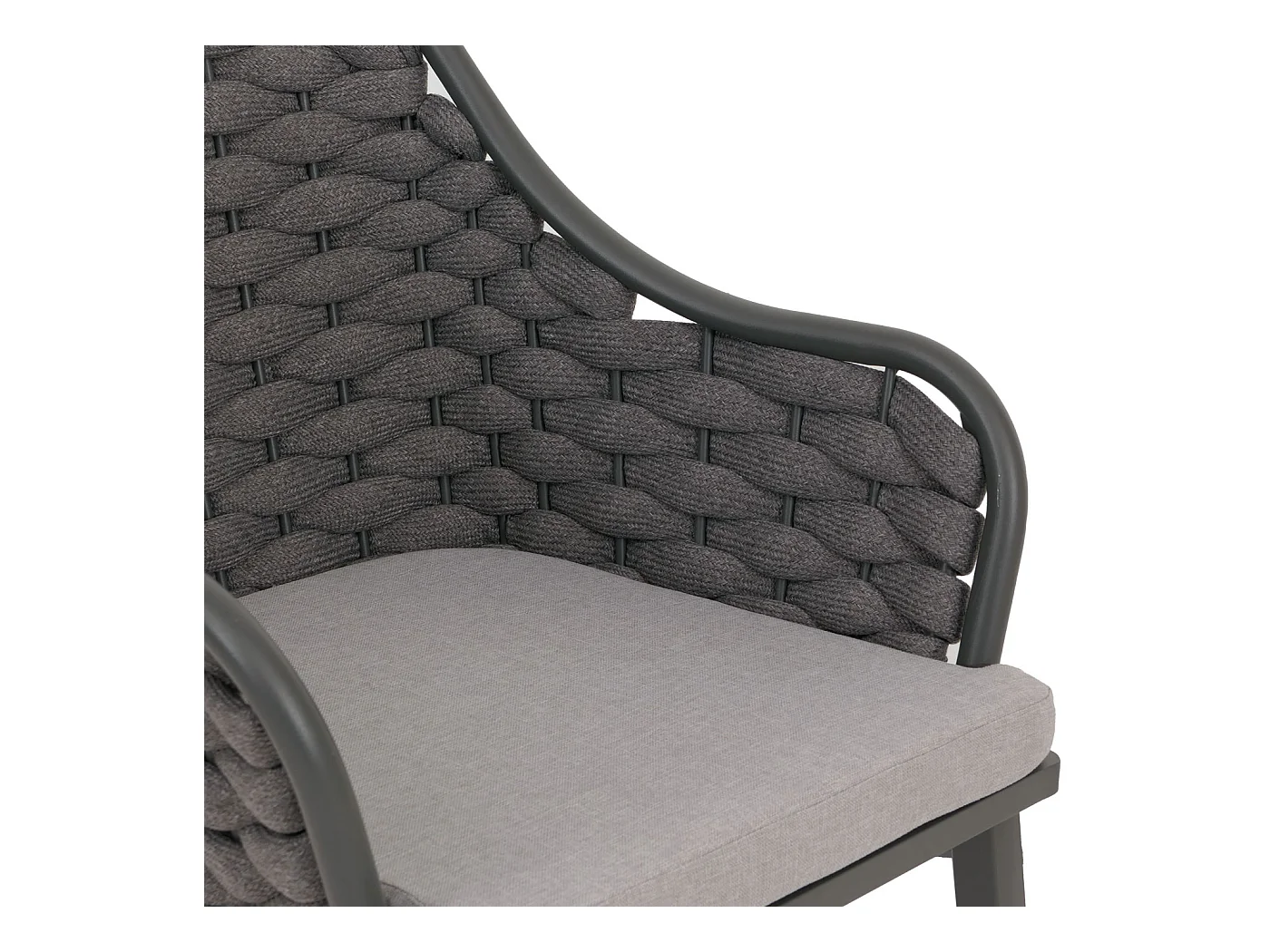 Silla de jardín MCW-O16 (juego de 2),  antracita Cojín gris claro