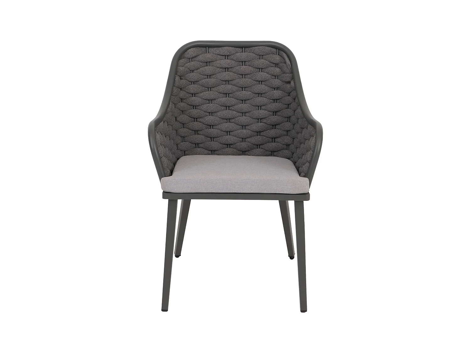 Silla de jardín MCW-O16 (juego de 2),  antracita Cojín gris claro