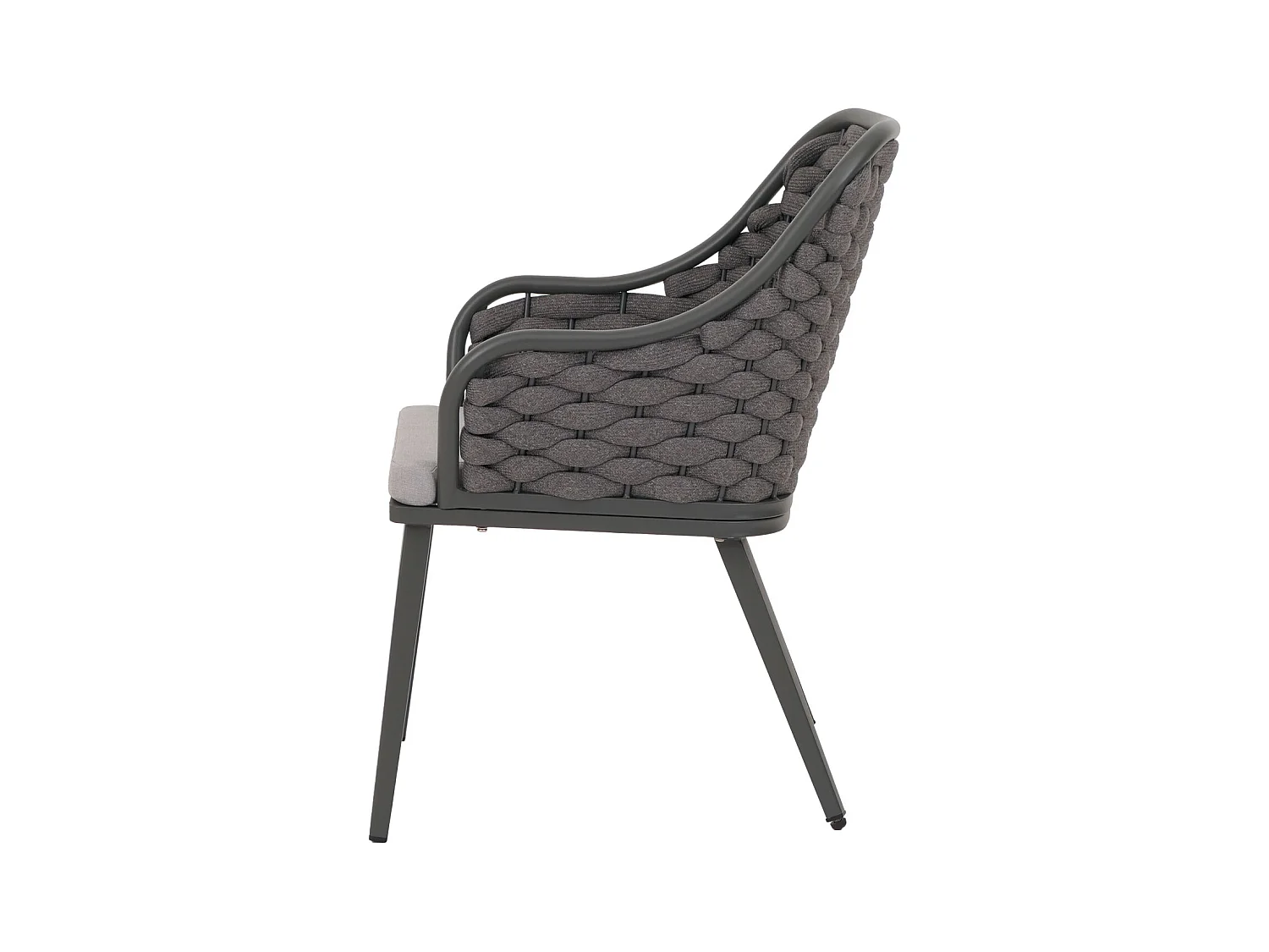 Silla de jardín MCW-O16 (juego de 2),  antracita Cojín gris claro