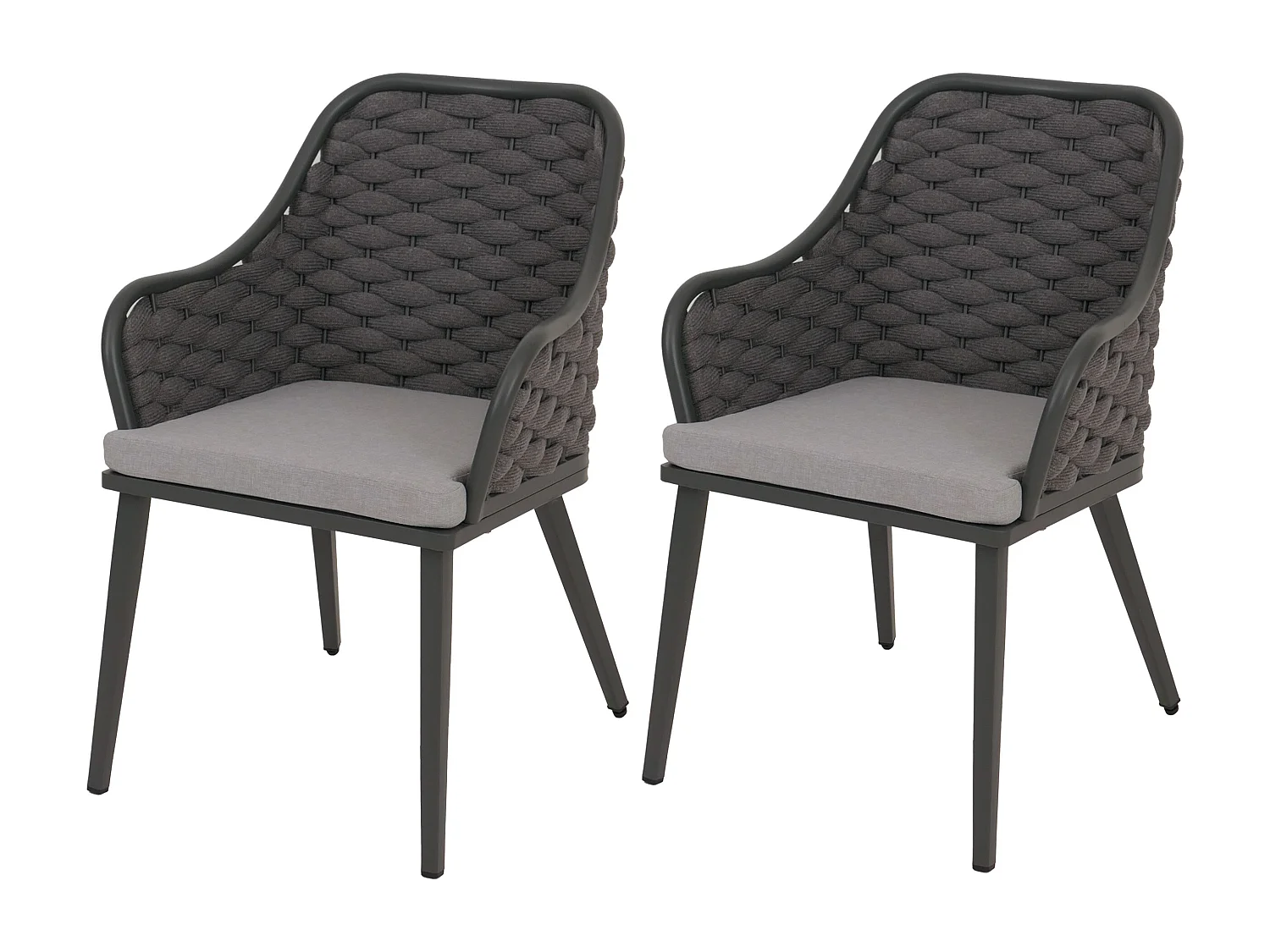 Chaise de jardin MCW-O16 (lot de 2),  anthracite Coussin gris clair