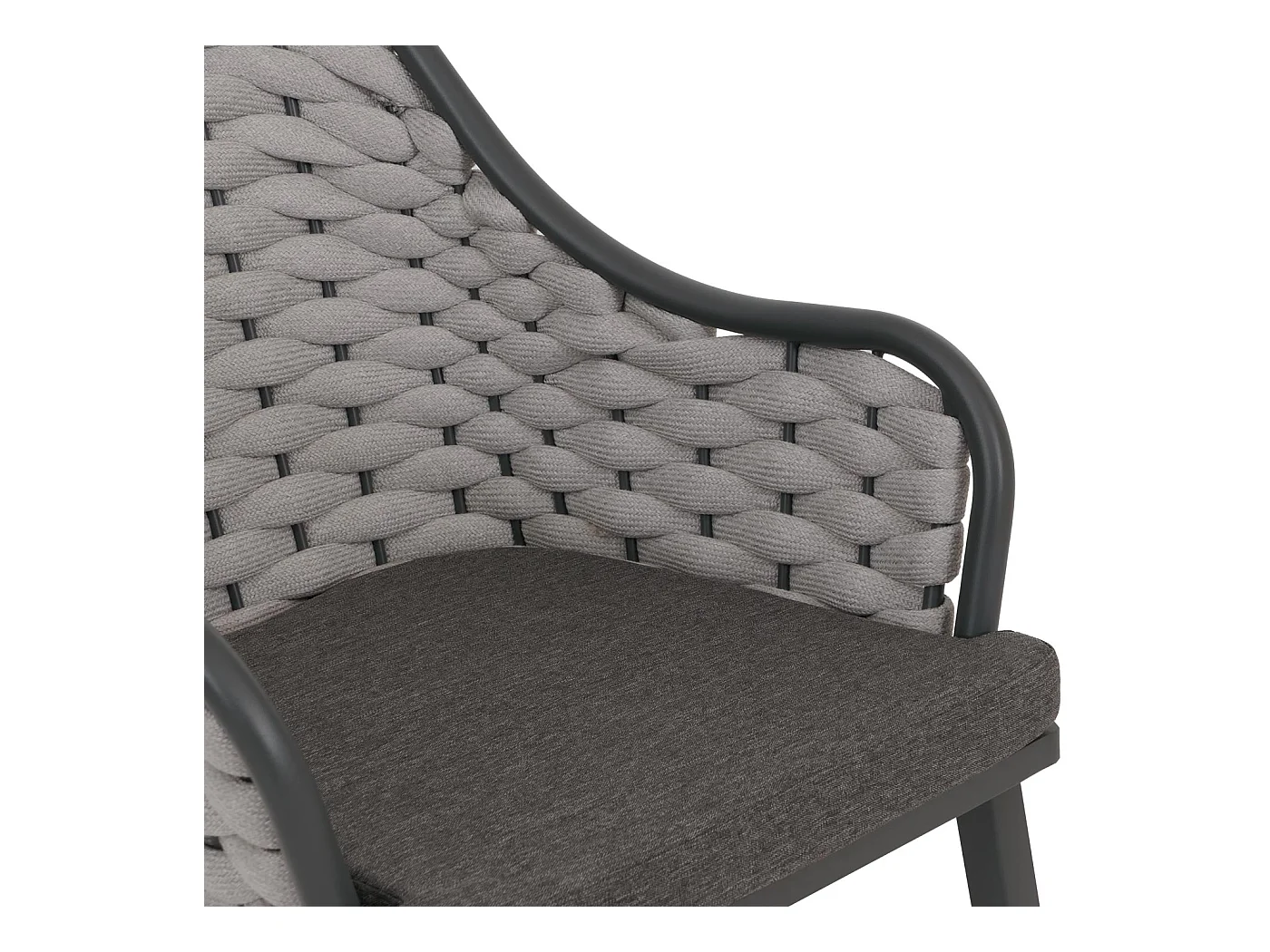 Gartenstuhl MCW-O16 (2er-Set), Hellgrau Kissen dunkelgrau