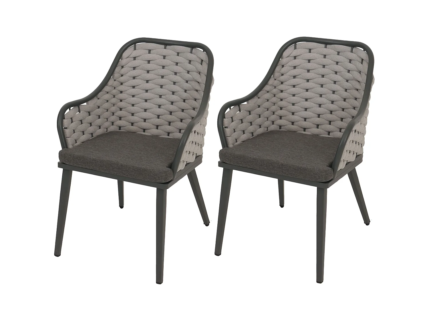 Chaise de jardin MCW-O16 (lot de 2),  gris clair coussin gris foncé