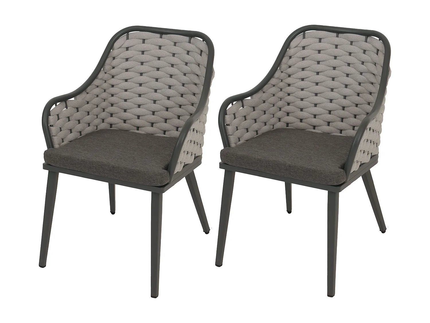 Chaise de jardin MCW-O16 (lot de 2),  gris clair coussin gris foncé