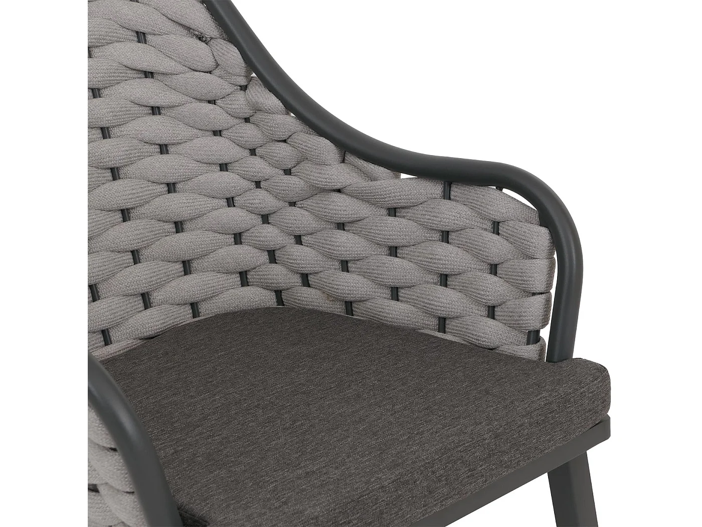 Chaise de jardin MCW-O16 (lot de 2),  gris clair coussin gris foncé
