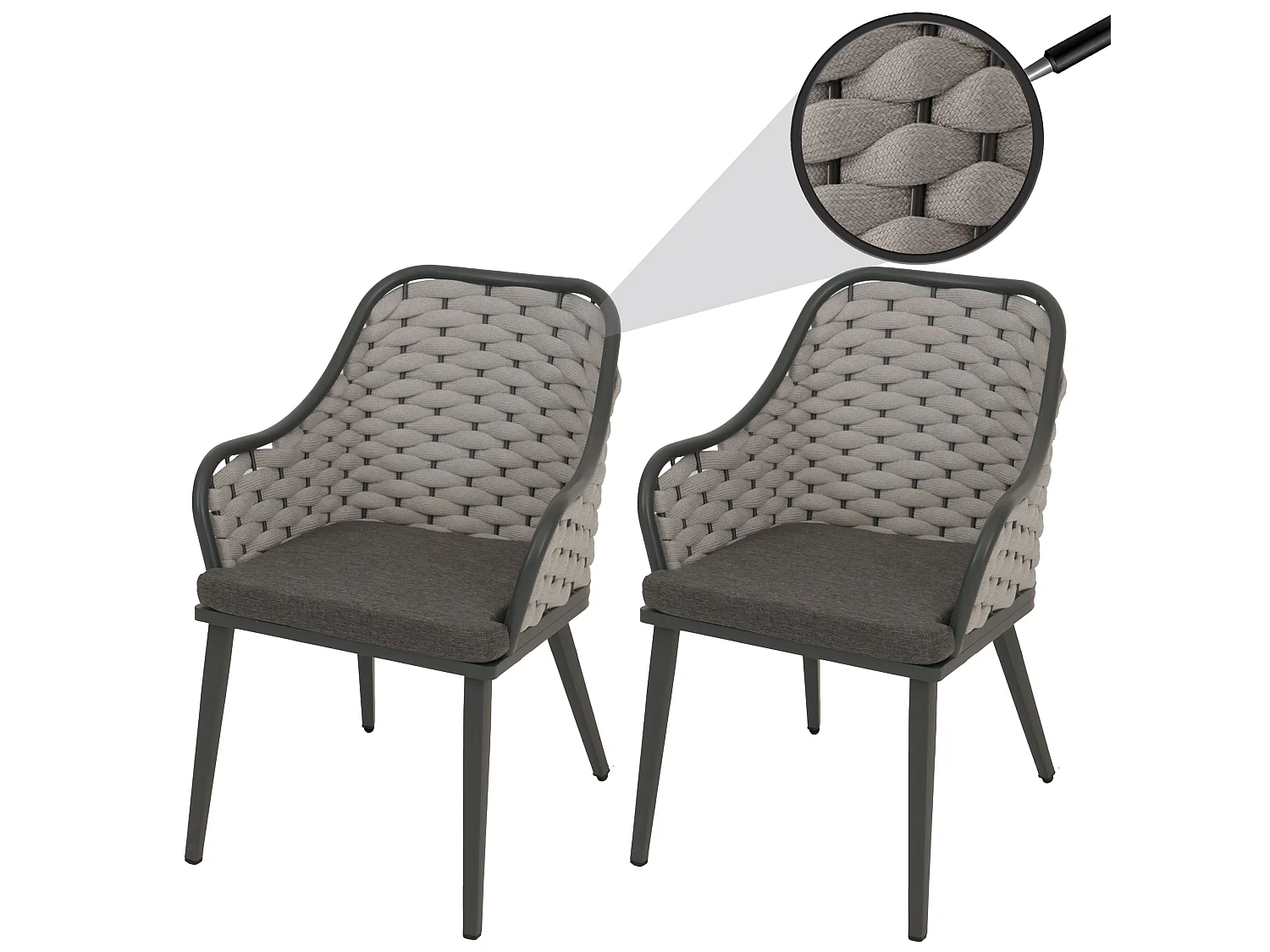 Krzesło ogrodowe MCW-O16 (zestaw 2 sztuk),  jasnoszary Poduszki ciemnoszary