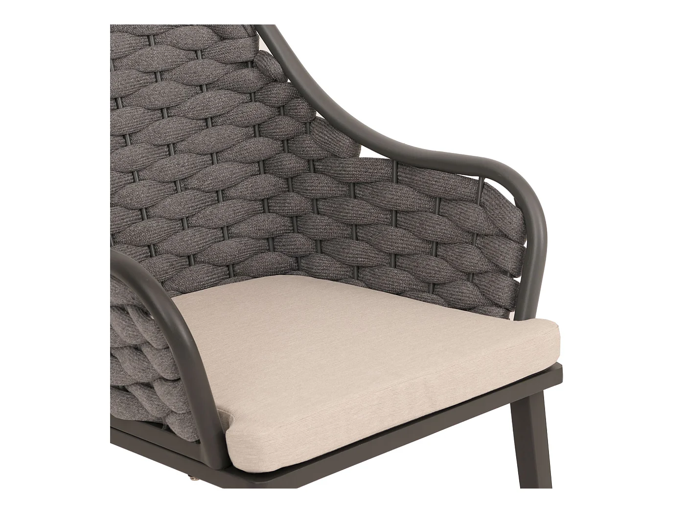 Silla de jardín MCW-O16 (juego de 2),  cojín antracita taupe