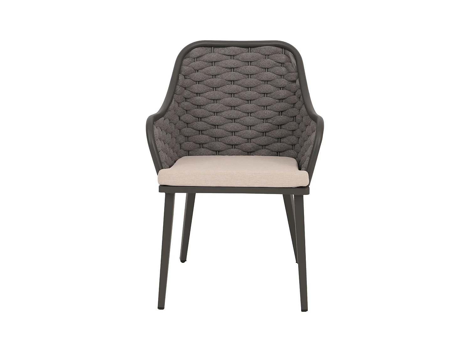 Silla de jardín MCW-O16 (juego de 2),  cojín antracita taupe