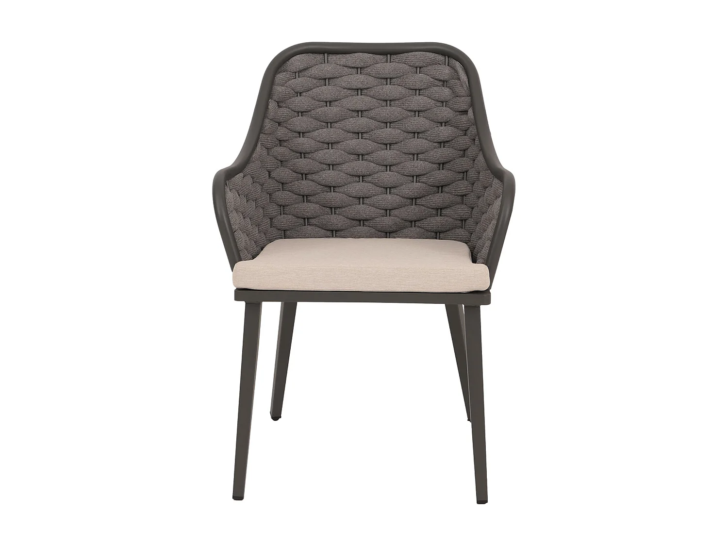 Chaise de jardin MCW-O16 (lot de 2),  anthracite Coussin taupe