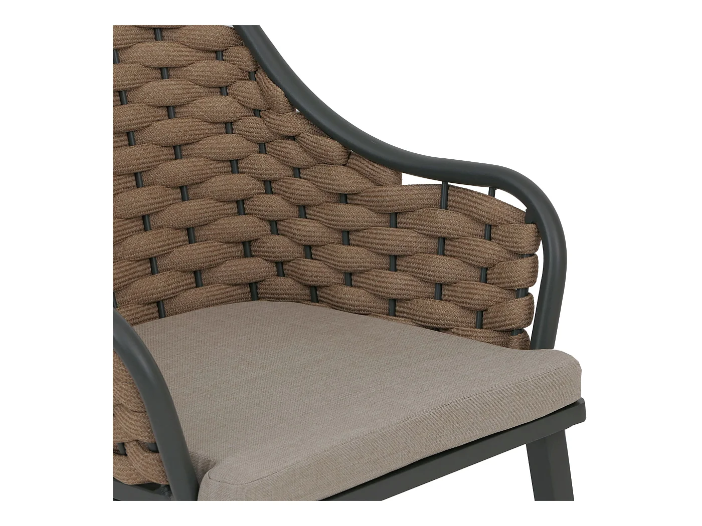 Silla de jardín MCW-O16 (juego de 2),  cojín beige marrón claro