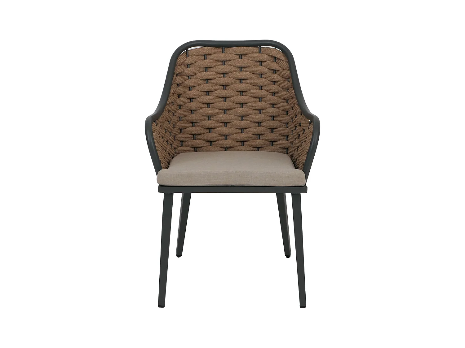 Silla de jardín MCW-O16 (juego de 2),  cojín beige marrón claro