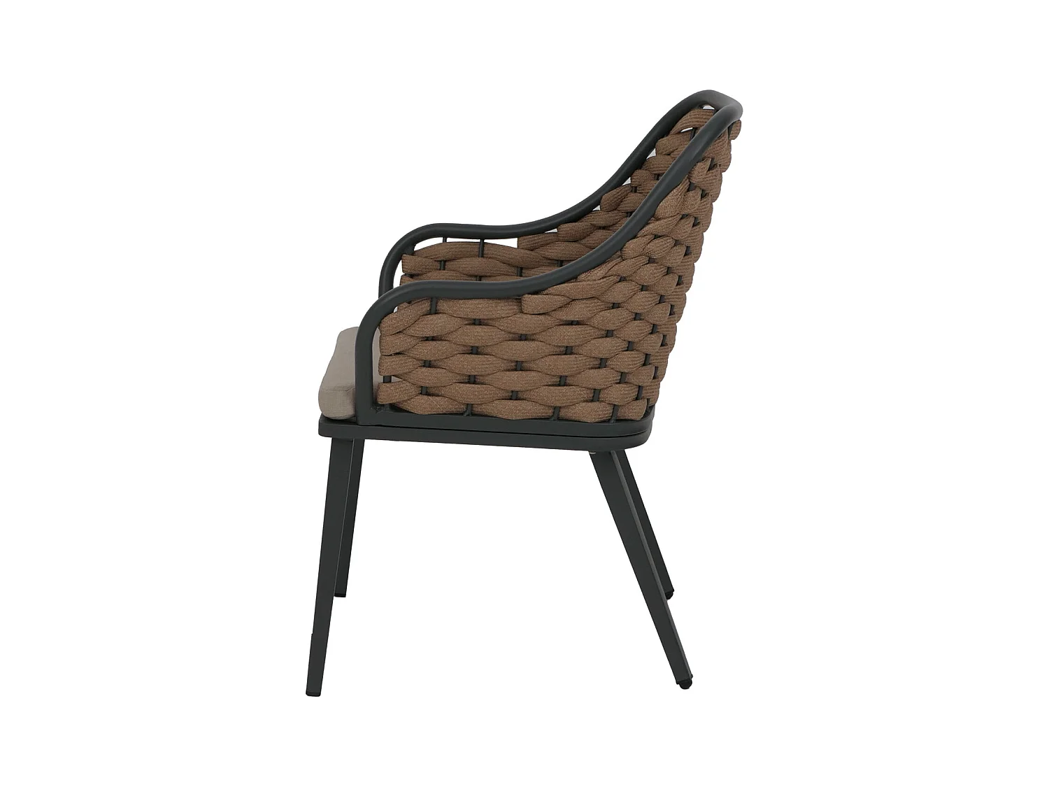 Silla de jardín MCW-O16 (juego de 2),  cojín beige marrón claro