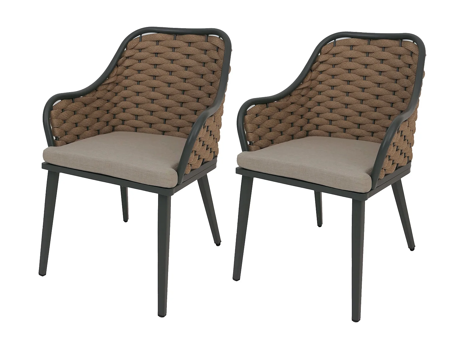 Krzesło ogrodowe MCW-O16 (zestaw 2 sztuk),  beżowa poduszka jasnobrązowa