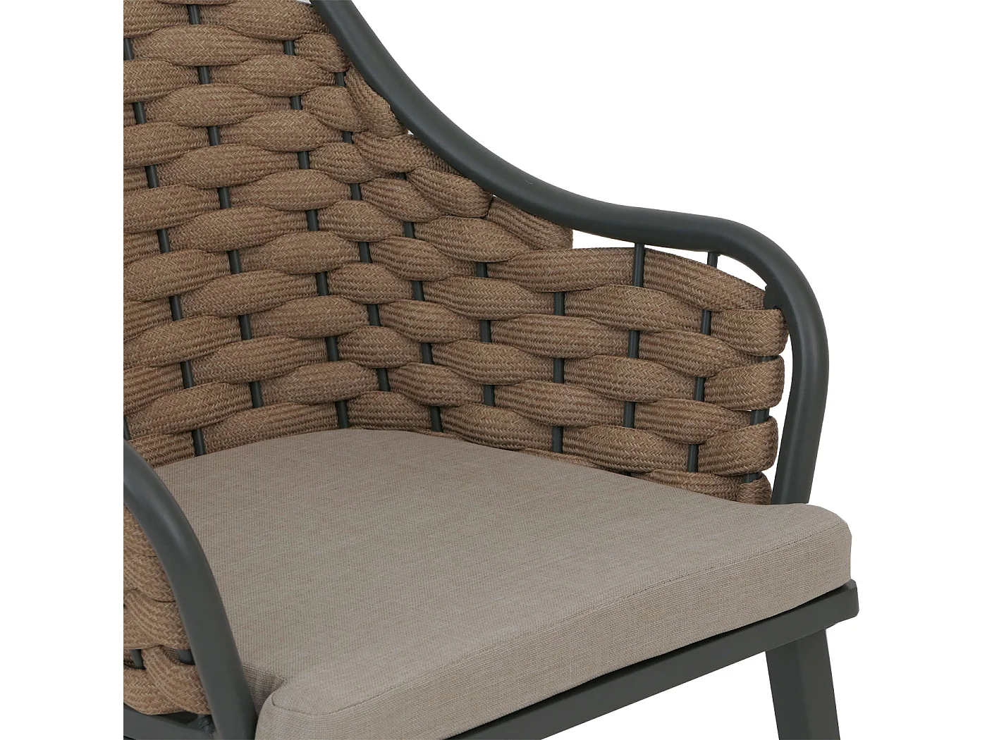 Chaise de jardin MCW-O16 (lot de 2),  beige Coussin marron clair