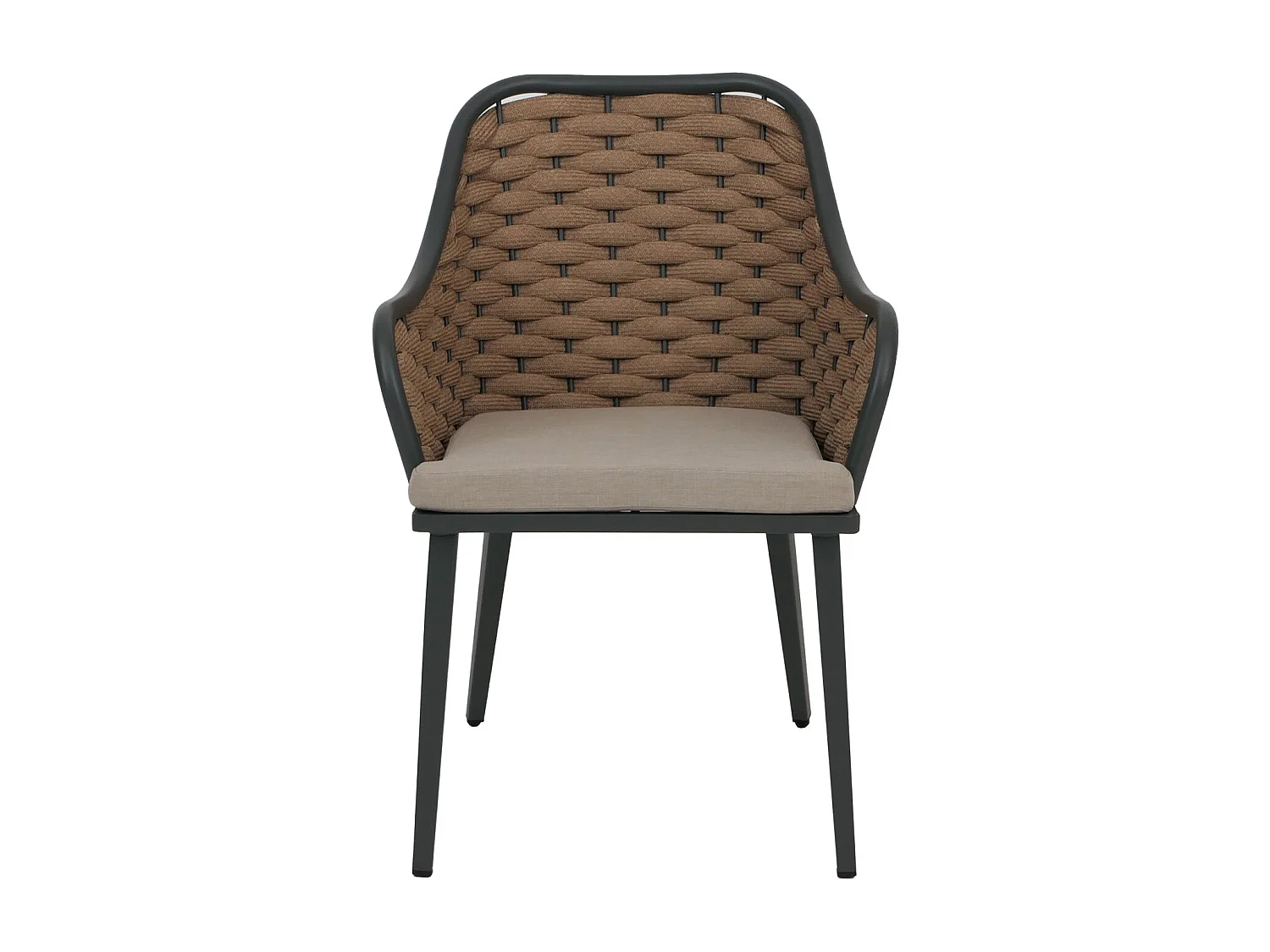 Chaise de jardin MCW-O16 (lot de 2),  beige Coussin marron clair